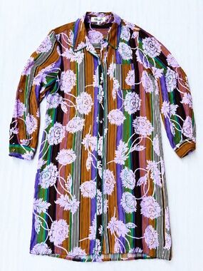 Diane von Furstenberg Floral Shirt Dress Large